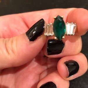Gold Ring with Emerald like and Cubic Zirconia, Costume Jewelry